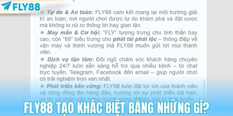 FLY88 tạo khác biệt bằng những gì