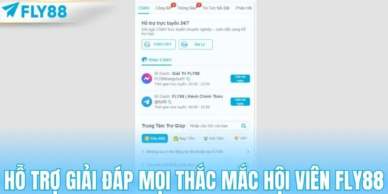 Hỗ trợ giải đáp mọi thắc mắc hội viên FLY88