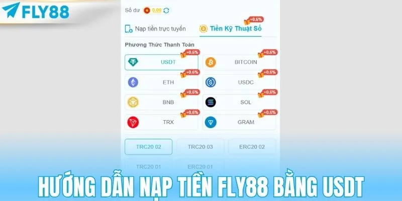 Hướng dẫn nạp tiền FLY88 bằng USDT đơn giản
