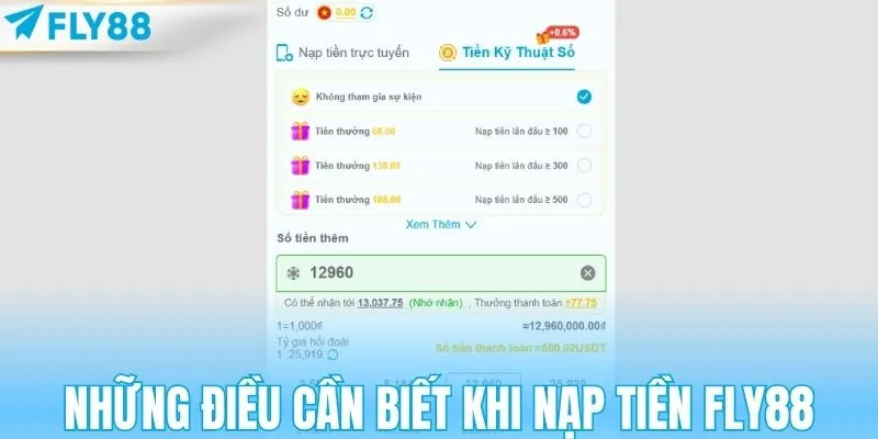 Những điều cần biết khi nạp tiền FLY88