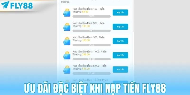 Ưu đãi đặc biệt cho người chơi khi nạp tiền FLY88