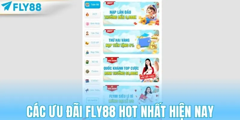 Danh sách các ưu đãi FLY88 hot nhất hiện nay