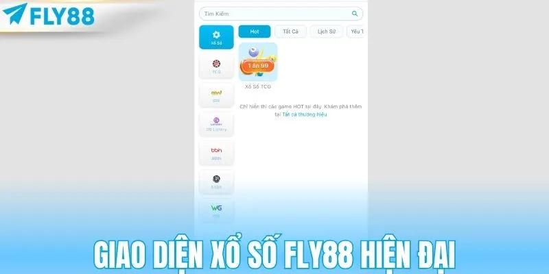 Giao diện xổ số FLY88 hiện đại